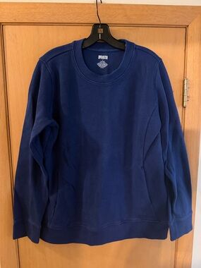 Duluth Company Women’s Rib Crewneck Sweatshirt Cotton Royal Blue Size Large